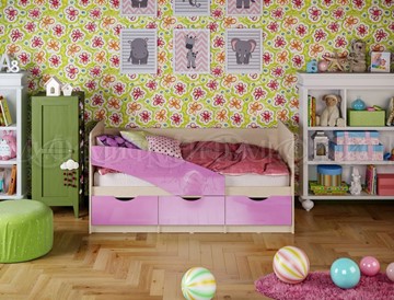 Кровать в детскую Бабочки 800*1600, Сиреневый глянец в Астрахани