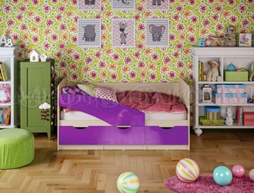 Детская кровать Бабочки 800*1600, Фиолетовый глянец в Астрахани