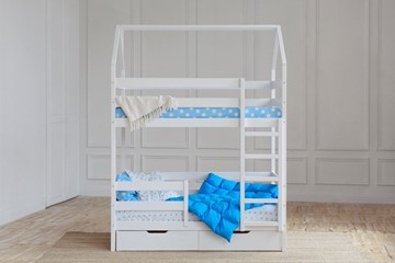 Детская двухэтажная кровать Домик с ящиками, цвет белый в Астрахани