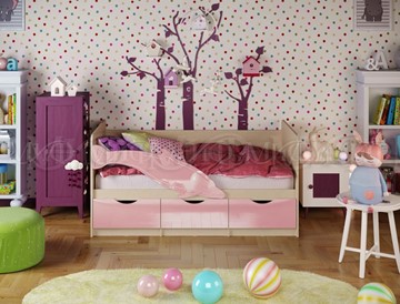 Детская кровать Дельфин-1, Розовый глянец 80х160 в Астрахани