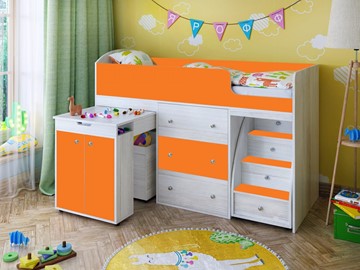 Детская кровать-шкаф Малыш 1600, корпус Винтерберг, фасад Оранжевый в Астрахани