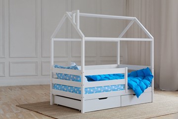 1-спальная детская кровать Домик с ящиками, цвет белый в Астрахани