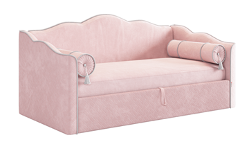 Кровать детская с подъемным механизмом Лея (Софа) 90х200 (нежно-розовый (велюр)/галька (велюр)) в Астрахани