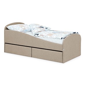 Мягкая кровать с ящиками Letmo 190х80 песочный (рогожка) в Астрахани