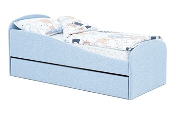 Мягкая кровать с ящиком Letmo небесный (рогожка) в Астрахани