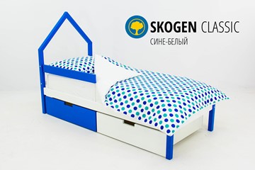 Кровать-домик мини Skogen сине-белый в Астрахани