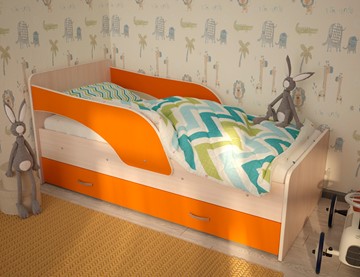 Детская кровать Максимка, корпус Млечный дуб, фасад Оранжевый в Астрахани