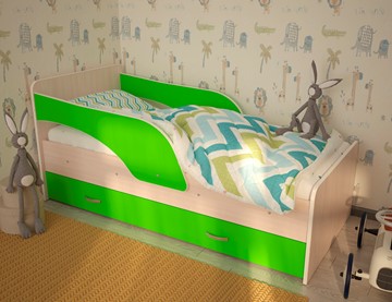 Детская кровать Максимка, корпус Млечный дуб, фасад Салатовый в Астрахани
