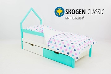Детская кровать-домик мини Skogen белый-мятный в Астрахани