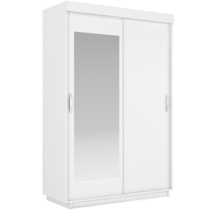 Шкаф 2-дверный Лайт (ДСП/Зеркало) 1000х595х2120, Белый Снег в Астрахани