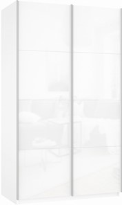 Шкаф Прайм (Белое стекло/Белое стекло) 1200x570x2300, белый снег в Астрахани