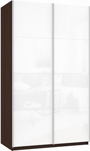 Шкаф 2-дверный Прайм (Белое стекло/Белое стекло) 1200x570x2300, венге в Астрахани