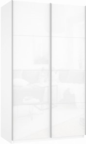Шкаф Прайм (Белое стекло/Белое стекло) 1600x570x2300, белый снег в Астрахани