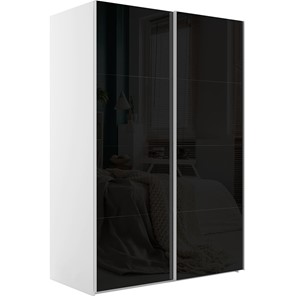 Шкаф 2-дверный Эста (Стекло черное/Стекло черное) 1600x660x2200, белый снег в Астрахани