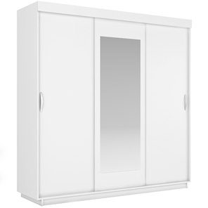 Шкаф 3-дверный Лайт (2 ДСП/Зеркало) 1800х595х2120, Белый Снег в Астрахани