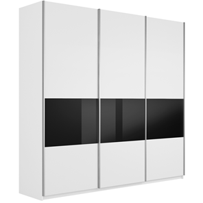 Шкаф Широкий Прайм (ДСП / Черное стекло) 2400x570x2300, Белый снег в Астрахани