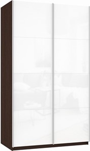 Шкаф 2-х дверный Прайм (Белое стекло/Белое стекло) 1600x570x2300, венге в Астрахани