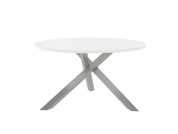 Круглый столик Триада-15Д, Металлик/Белый в Астрахани