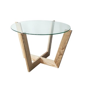 Круглый столик Оникс-10, Натуральный массив/Прозрачное стекло в Астрахани
