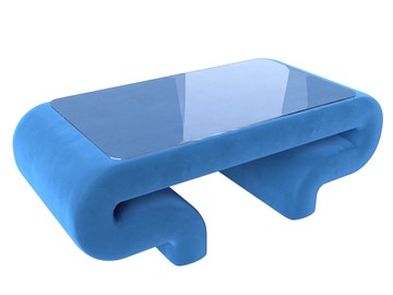 Стеклянный столик Волна, голубой (велюр) в Астрахани