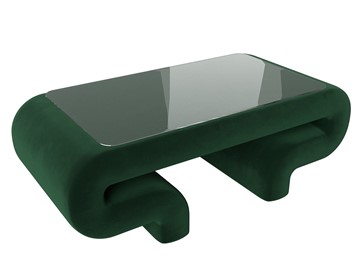Стеклянный столик в зал Волна, зеленый (велюр) в Астрахани