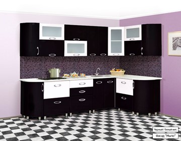 Модульная кухня Мыло 128 2700х1500, цвет Черный/Белый металлик в Астрахани