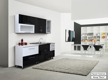 Модульный кухонный гарнитур Мыло 224 2000х718, цвет Черный/Белый металлик в Астрахани