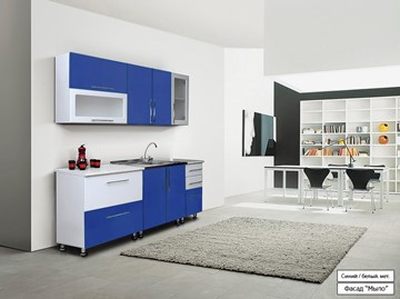 Кухонный гарнитур Мыло 224 2000х718, цвет Синий/Белый металлик в Астрахани