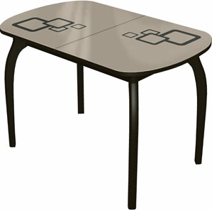Раздвижной стол Ривьера мини дерево №1, Рисунок квадро (стекло молочное/коричневый/венге) в Астрахани