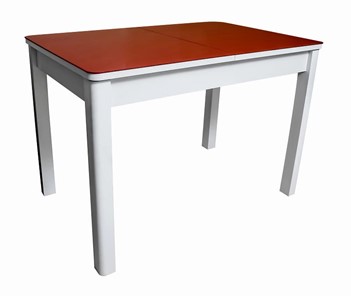 Кухонный раскладной стол Айсберг-01 СТ2, белое ЛДСП/стекло алое/прямые массив белый в Астрахани