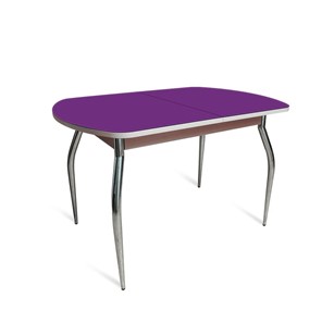 Кухонный стол раскладной ПГ-02 СТ2, дуб молочный/фиолетовое стекло/35 хром гнутые металл в Астрахани