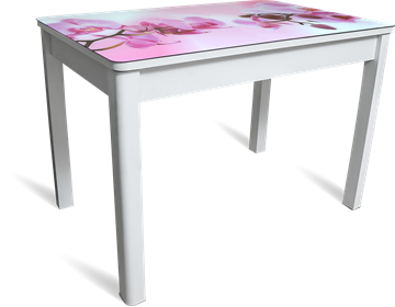 Кухонный стол Айсберг-08 СТФ, белое лдсп/орхидея/40 прямые массив белые в Астрахани