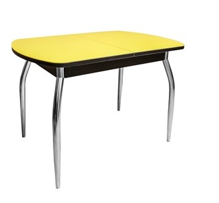 Кухонный раскладной стол ПГ-02 СТ2, венге/желтое стекло/35 хром гнутые металл в Астрахани
