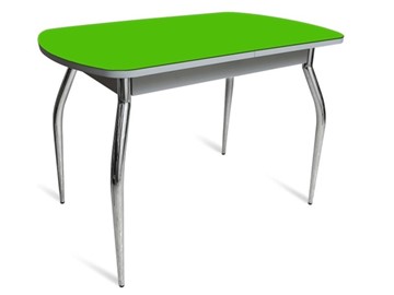 Кухонный обеденный стол ПГ-04 СТ белое/зеленое стекло/хром фигурные в Астрахани