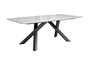 Керамический кухонный стол DikLine KS220 керамика Cloud (белый глянец C11)/опоры черные в Астрахани