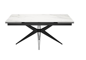 Керамический обеденный стол DikLine KW160 мрамор С41 (керамика белая)/опоры черные в Астрахани