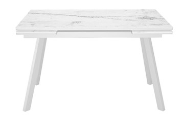Керамический обеденный стол DikLine SKA125 Керамика Белый мрамор/подстолье белое/опоры белые (2 уп.) в Астрахани