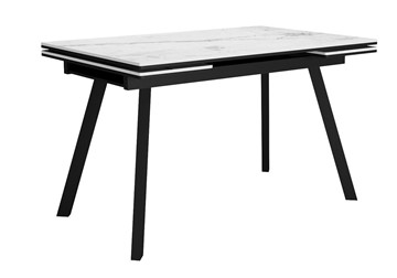 Керамический кухонный стол DikLine SKA125 Керамика Белый мрамор/подстолье черное/опоры черные (2 уп.) в Астрахани