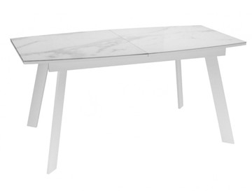 Кухонный стол раскладной Dikline XLS160 мрамор белый глянец/ножки белые в Астрахани