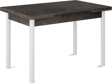 Кухонный стол раздвижной Кубика Милан-2 EVO, ноги белые, серый камень в Астрахани