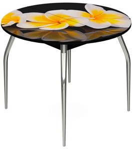 Кухонный раздвижной стол Ривьера - Круг, ноги метал. крашеные №24, ФП (Цветы №11) в Астрахани