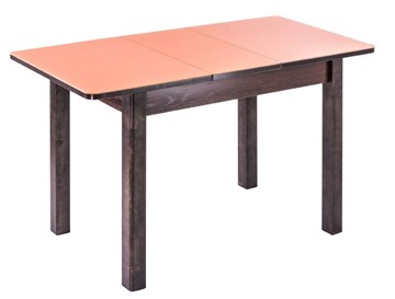 Кухонный раскладной стол Айсберг-01 СТ1, венге ЛДСП/стекло оранжевое/42 прямые массив венге в Астрахани