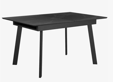 Стеклянный обеденный стол раздвижной  DikLine SFH125 стекло Оптивайт Черный мрамор/подстолье черное в Астрахани
