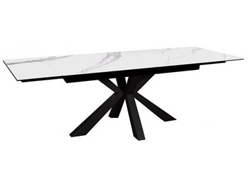 Раздвижной стол раздвижной DikLine SFE140 Керамика Белый мрамор/подстолье черное/опоры черные (2 уп.) в Астрахани