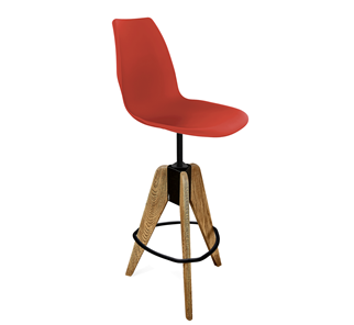 Барный стул SHT-ST29/S92 (красный ral 3020/брашированный коричневый/черный муар) в Астрахани
