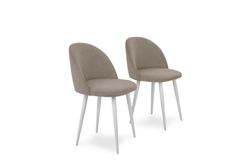 Комплект из 2-х  мягких стульев для кухни Лайт бежевый белые ножки в Астрахани