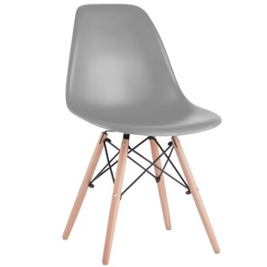 Обеденный стул BRABIX "Eames CF-010", пластик серый, опоры дерево/металл, 532632, 2033A в Астрахани