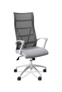 Кресло офисное Топ X белый каркас, сетка/ткань TW / серая/ серая в Астрахани