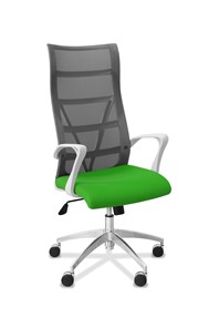 Кресло в офис Топ X белый каркас, сетка/ткань TW / серая/салатовая в Астрахани
