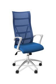 Кресло для руководителя Топ X белый каркас, сетка/ткань TW / синяя/голубая в Астрахани
